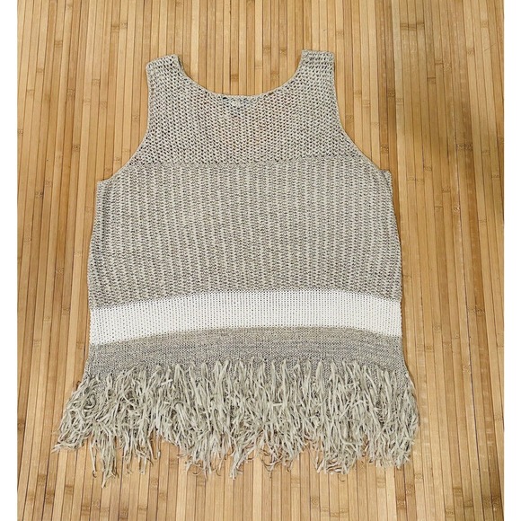 Lane Bryant Fringe Knit Tank Top Sleeveless Stretch Beige Sweater Women’s 18/20 - Picture 2 of 6